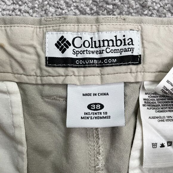 Columbia ROC Chino Shorts Mens 38 Beige Snap Button Flat Front Outdoor 37x10 - Picture 4 of 16